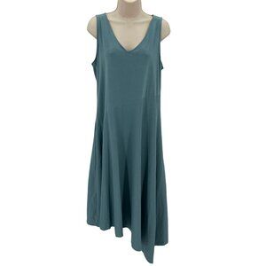 Beautiful By Lawrence Zarian Womens Sleeveless V-Neck Teal Blue Midi Dress M